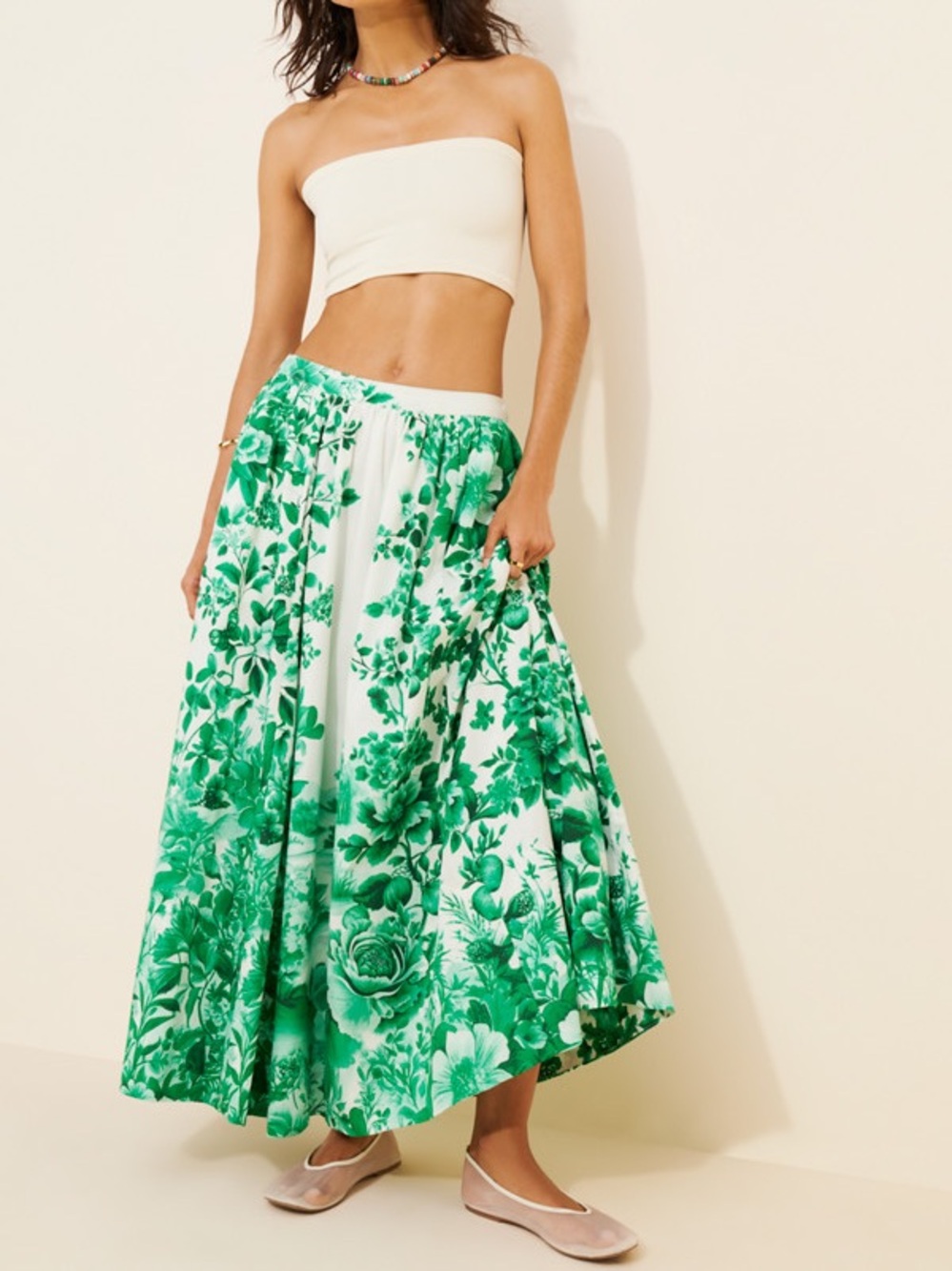 Maeve by Anthropologie The Jacie Poplin Printed Midi Skirt Size M